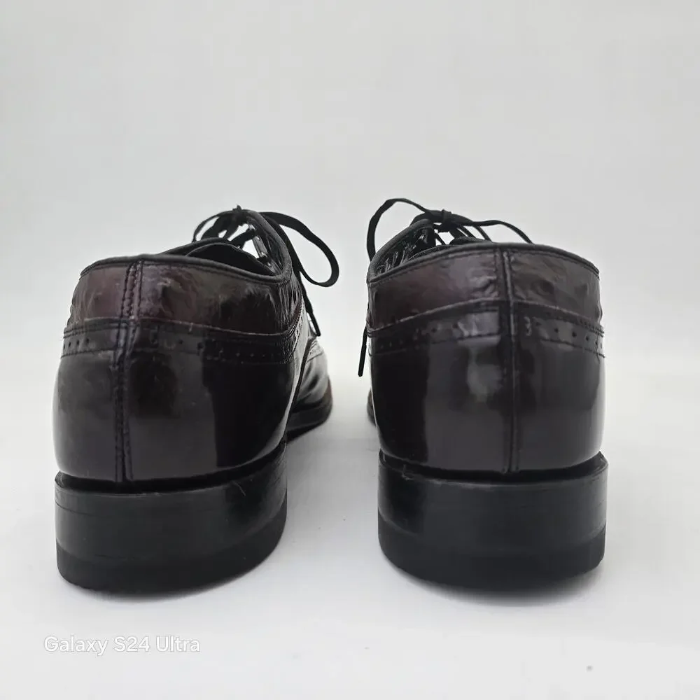 Stacy Adams Dayton Ostrich Wingtip Oxford Burgundy Lace up Dress Shoe Men's 9D